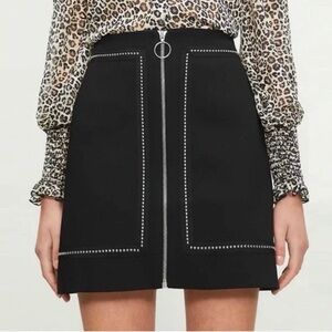 Black Zipper Detail Skirt